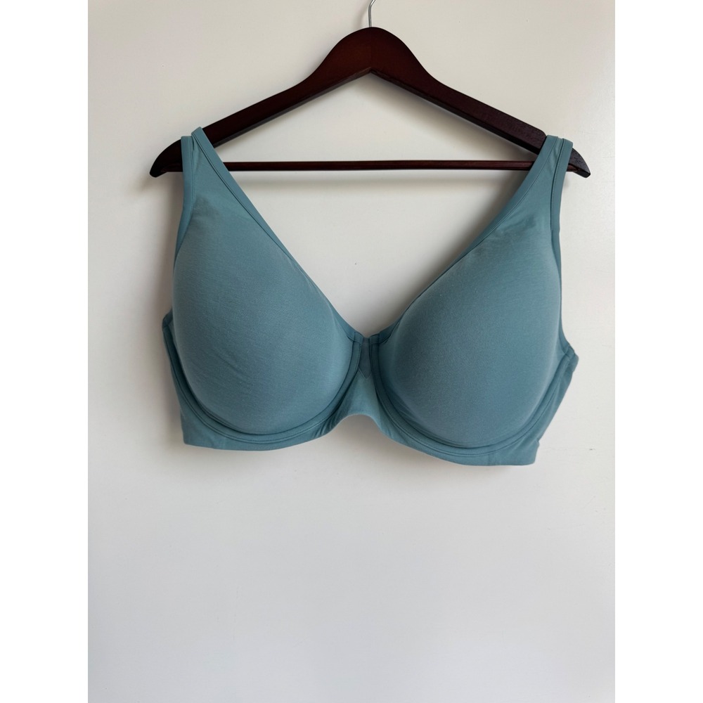 ThirdLove 24/7 Cotton Plunge Bra‎ Teal Blue Pima Cotton Underwire 42F underwire